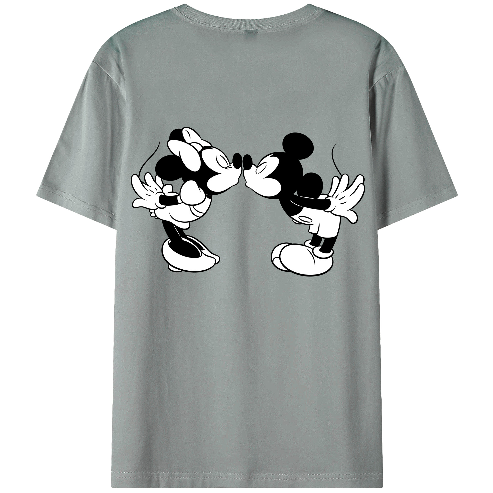 ミッキーマウス Mickey Mouse 綿100％ メンズ半袖Tシャツ（バックプリント） 通気性